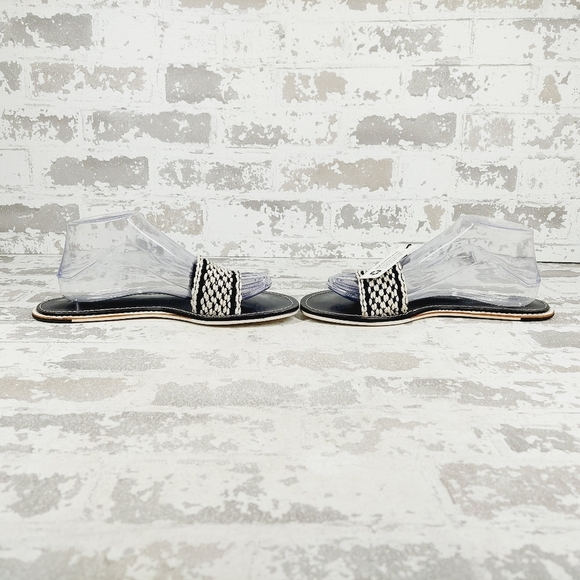 New Rag & Bone Leather Melrose Bicolor Plank Black & White Flat Sandals W738 - Picture 7 of 11
